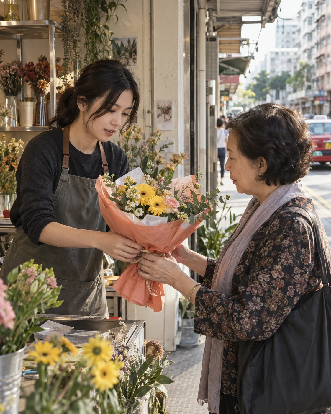 Flowers and gifts on display at a Hong Kong florist